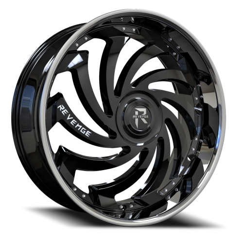Revenge Rl108 Gloss Black w/ Stainless Lip - Part Number RL108-269551271397+15BSSL-FCAP Revenge Rl108 Gloss Black w/ Stainless Lip Photo