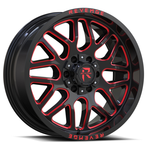 Revenge Rv206 Black Milled w/ Red Tint - Part Number RV206-22128165-44BRW Revenge Rv206 Black Milled w/ Red Tint Photo