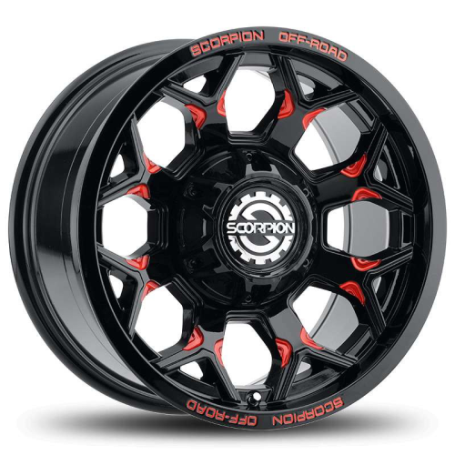 Scorpion Defender Black w/ Red Milling - Part Number DF-17963539-12RML Scorpion Defender Black w/ Red Milling Photo