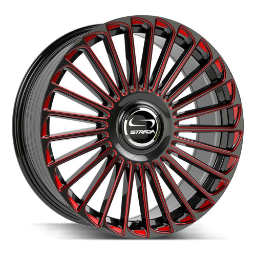 Strada Sf68 Martello Gloss Black w/ Candy Red Milling - Part Number SF6808550130GBMLR Strada Sf68 Martello Gloss Black w/ Candy Red Milling Photo