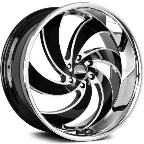 Strada Street Classics Retro 6 C06 Gloss Black Milled SS Lip - Part Number C06463924GBMLSS Strada Street Classics Retro 6 C06 Gloss Black Milled SS Lip Photo