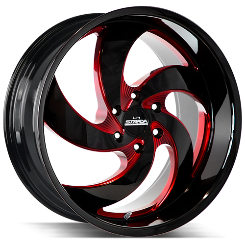 Strada Street Classics Retro 5 C05 Gloss Black W/ Candy Red Milled Accents - Part Number C05052035GBMLR Strada Street Classics Retro 5 C05 Gloss Black W/ Candy Red Milled Accents Photo
