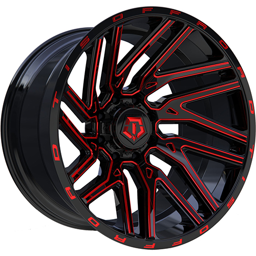 TIS Offroad 554BMR Gloss Black Red Milled Wheels 6x135 - 20x10 -19 ...