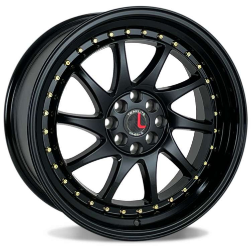 Traklite Wheels Turbo Gloss Black w/ Gold Rivets - Part Number TLTUR-982-102 Traklite Wheels Turbo Gloss Black w/ Gold Rivets Photo