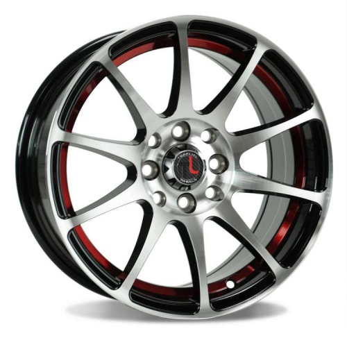 Traklite Wheels Vortex Gloss Black w/ Machined Face And Red Undercut