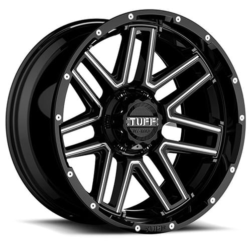 RealView of Tuff T17 Gloss Black W/ Milled Spokes - 24x11 -25