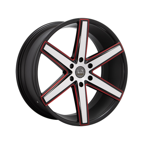 U2 Wheel U2-56-M Gloss Black Machined w/ Milled and Red Accents - Part Number WU2W056S39O18P024F521C16 U2 Wheel U2-56-M Gloss Black Machined w/ Milled and Red Accents Photo