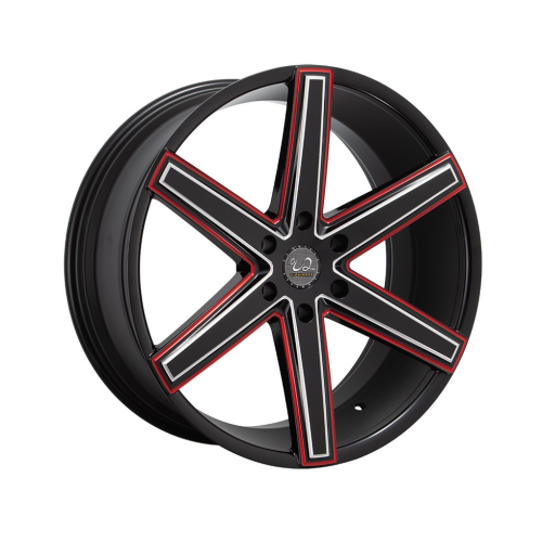 U2 Wheel U2-56-M Gloss Black Milled w/ Red Accents - Part Number WU2W056S47O18P024F519C16 U2 Wheel U2-56-M Gloss Black Milled w/ Red Accents Photo