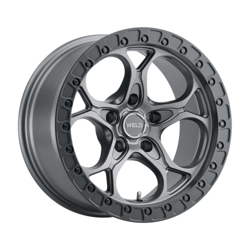 Weld Off-Road Ledge 8 Satin Gunmetal w/ Satin Black Ring - Part Number W10700018476 Weld Off-Road Ledge 8 Satin Gunmetal w/ Satin Black Ring Photo