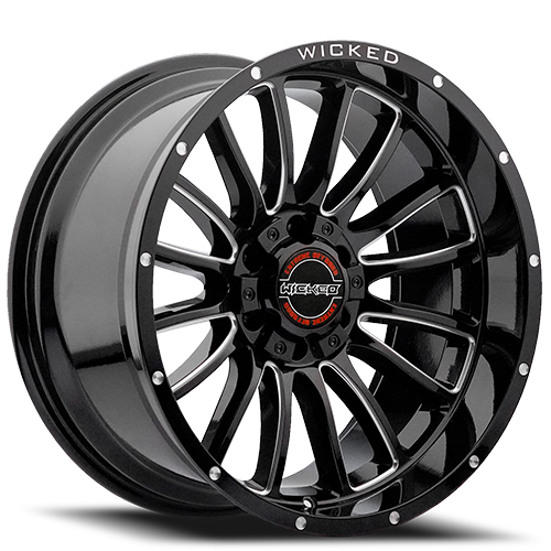 Wicked W908 Gloss Black w/ Milled Windows - Part Number W908B200050-19GBMW Wicked W908 Gloss Black w/ Milled Windows Photo