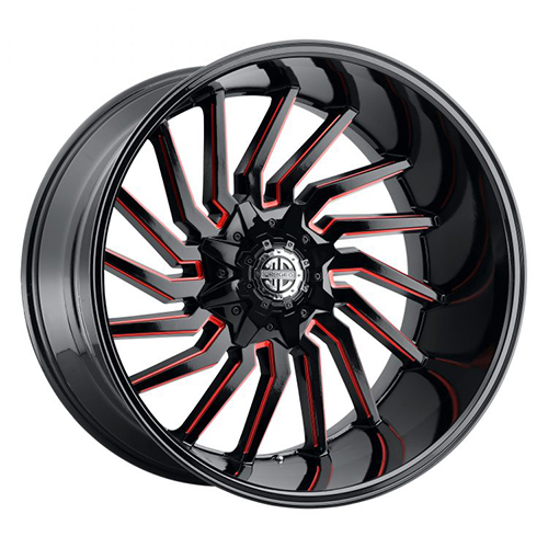 Xtreme Offroad XF16 Midnight Black W/ Red Milled Accents Wheels