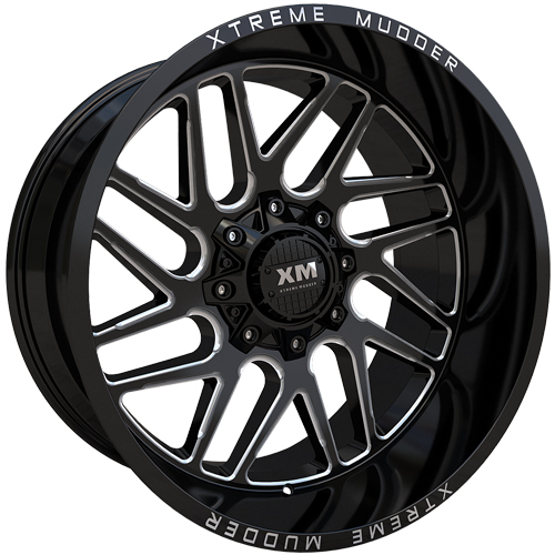 Xtreme Mudder XM339 Gloss Black Milled Wheels 8x170 22x14 76