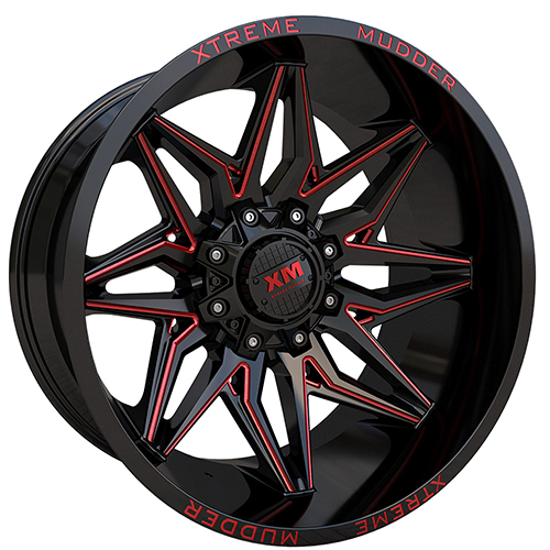 Xm342 Xtreme Mudder XM342 Gloss Black Red Milled Wheels 6x135 - 20x10 -18 ...