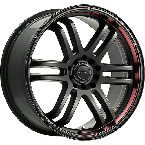 Drifz FX 207 Carbon Black W/ Red Stripes Wheels 5x100 - 18x8 +35