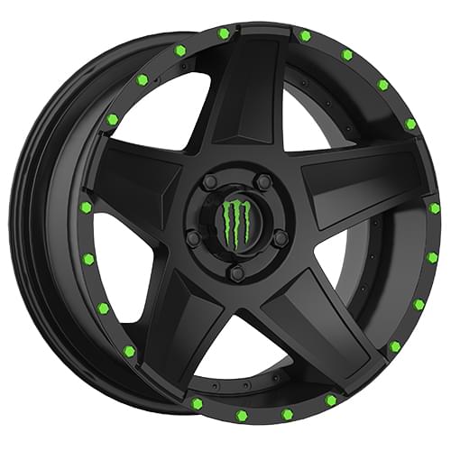 Monster Energy DS648 Satin Black W/ Green Monster Cap Wheels 5x150 